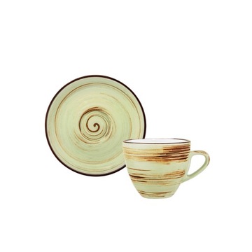 Filiżanka do espresso 75 ml ze spodkiem 11 cm Wilmax PORCELANA PISTACJOWA