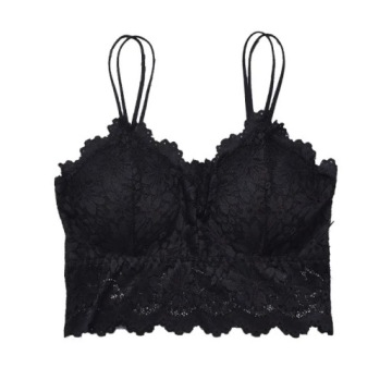 ЧЕРНЫЙ КРУЖЕВНОЙ ТОП КОРОТКИЙ ПУШАП С КРУЖЕВНЫМ ВЫРЕЗОМ M/L