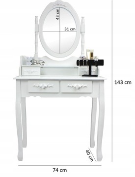 OUTLET TOALETKA KOSMETYCZNA LUSTRO DO + TABORET!