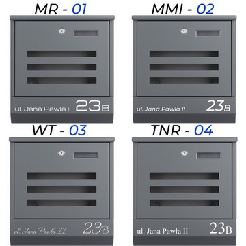 SKRZYNKA NA LISTY Z ADRESEM NUMEREM DOMU DRUK NADRUK NADRUKIEM UV ANTRACYT