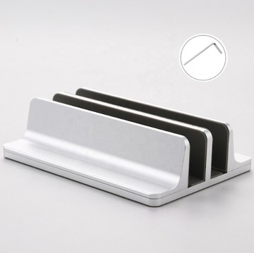 Podwójny Aluminiowy SREBRNY Stojak VAZIO Laptop MacBook 2 SLOTY (N17-2-S)