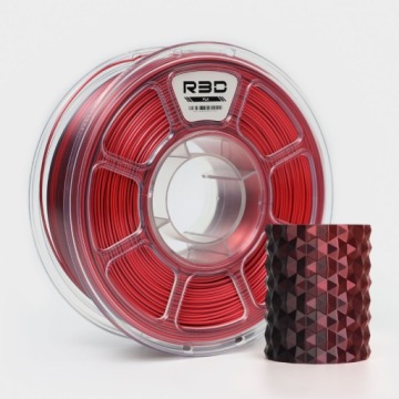 R3D Pla Magic Silk 1.75 mm 1 kg Dual Color Black Red, vícebarevný