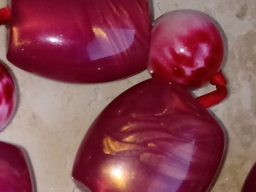 Розовые длинные жемчужные бусины в стиле бохо, блестящие малиново-красные пластиковые 99