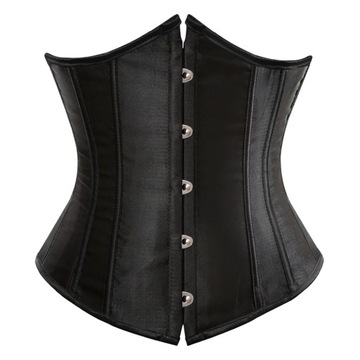 satin boned black underbust waist training corset