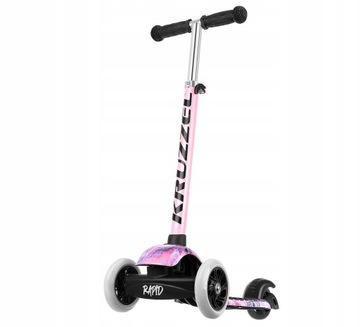 Три -шлепочный скутер для детей светящиеся светодиодные резиновые колеса розовые
