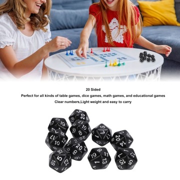 10 шт. НАБОР МНОГОСТОРОННИХ КОСТИКОВ ПЛАСТИКОВЫЕ ЛЕГКИЕ 20-СТОРОННИЕ КОСТИ