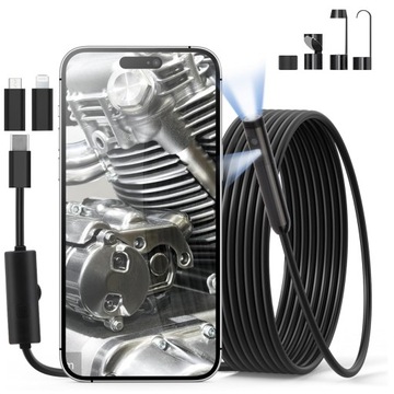 КОНТРОЛЬНАЯ КАМЕРА-ЭНДОСКОП ДЛЯ ТЕЛЕФОНА 2xFULLHD LED ANDROID IPHONE 5M 3в1