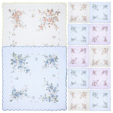 12 SZT. BAWEŁNIANYCH CHUSTECZEK DO NOSÓW CHUSTECZKA DAMSKA WZÓR KWIATOWY CHUSTECZKA DO NOSÓW