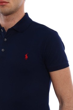 RALPH LAUREN męska koszulka polo granat SLIM r.M