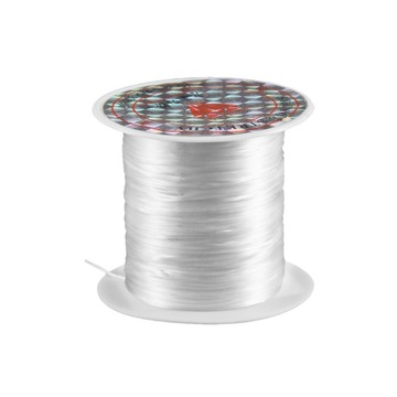 Nić Elastyczna Płaska do Bransoletek, Biały, 0.8mm, 10m/szpula