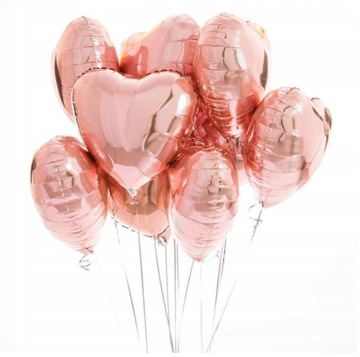 Bukiet balonów serduszka rose gold 8szt Hel Ślub