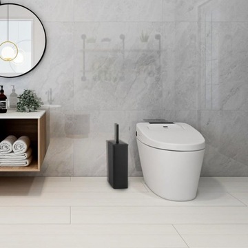 Zestaw Kosz na śmieci & Szczotka do WC Black & Bamboo -YOKA