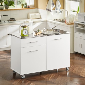 Кухонный остров Комод 120 см Modern на тележках, белый FKW117-W