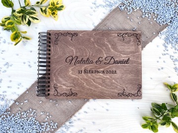 Деревянная гостевая книга на свадьбу, горизонтальная.