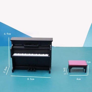 Моделирование мини-пианино со стулом, реквизит, ролевая игрушка, маленькая музыкальная черная игрушка