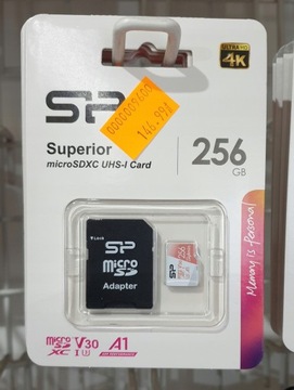 Карта памяти microSD Silicon Power Superior microSDXC V30 U3 A1 емкостью 256 ГБ