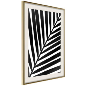 Obraz w Ramie Czarne Liście Palmy 30x45 Rama złota