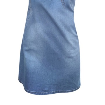 Damska sukienka dżinsowa z dekoltem w kształcie litery V, wąska, obcisła spódnica z krótkim rękawem, jasnoniebieska M