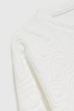 Bluza z okrąłym dekoltem i wiązaniem w pasie biała S od MOODO