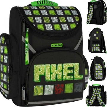 PLECAK SZKOLNY TORNISTER PIXELE DLA CHŁOPCA DO 1 KLASY PIXEL PIKSELE GRA