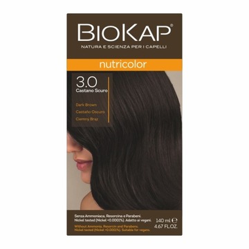 Farba do włosów Biokap Nutricolor, 3.0 Ciemny Brąz