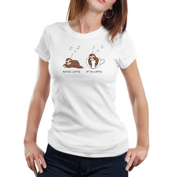 KOSZULKA DAMSKA T-SHIRT KAWA LENIWCE