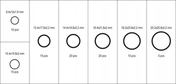 НАБОР МЕДНЫХ ШАЙБ 95 ШТ., РАЗМЕРЫ РАЗМЕРОВ YT-068713 YATO