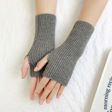Fashion Half Finger Gloves for Women Winter Soft Warm Wool Knitting Arm