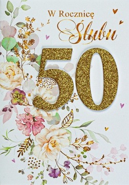 Kartka na 50 rocznicę Ślubu Złote Gody Prezent na 50 rocznicę ślubu M877