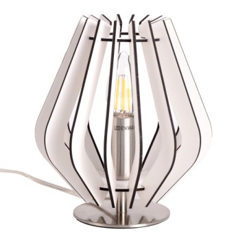 LAMPKA NOCNA - LED - DREWNIANA - BIAŁA - SYPIALNIA