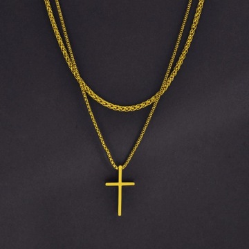 Vnox Mens Cross Necklaces, Stainless Steel Layered Plain Cross Pendant,