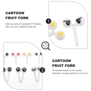 50 szt. Assorted Cartoon Eyes Owoce Widelec Jedzenie
