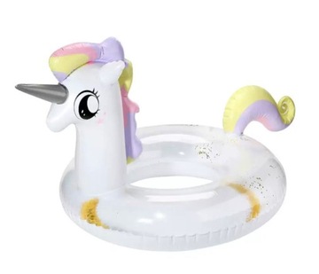 Кольцо для плавания «Единорог» с блестящим матрасиком для детей в бассейне и на пляже, 70 см