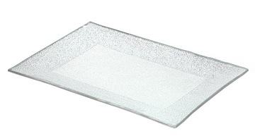 Srebrna patera podstawka szklana na świecę 22x15cm