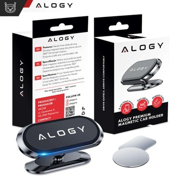 Универсальный автомобильный магнитный держатель для телефона Alogy на булочке