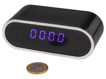 BUDZIK Z UKRYTĄ KAMERĄ SZPIEGOWSKĄ NA WIFI FULL HD ZEGAR LED DO 128 GB