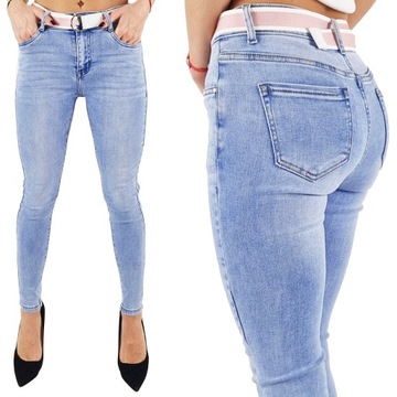 M. Sara - Premium Skinny - Jeansy spodnie damskie Rurki dopasowane / Blue