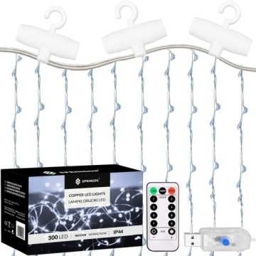 LAMPKI USB WISZĄCE SOPLE DRUCIKI KURTYNA 300 LED