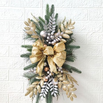 Рождественский орнамент Светодиодный домашний декор Рождественское украшение Рождественский венок Золото