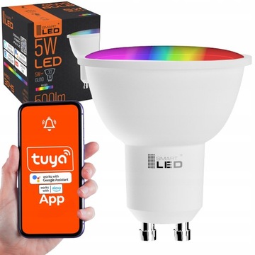 Żarówka LED GU10 RGB CCT + Biały WiFi TUYA SMART inteligentna halogenowa