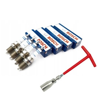 4x ŚWIECA ZAPŁONOWA BOSCH 8 FR7DC + KLUCZ DO ŚWIEC