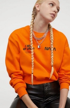 H&M krótka Bluza z domieszką energetyzujący orange NASA 38 M O100