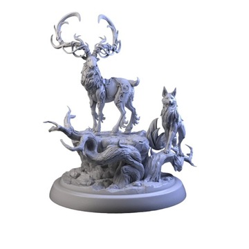 Magic Deer and Magic fox diorama jeleń lis figurka rpg dnd druk 3d 12k