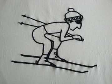 FRENCH CONNECTION koszulka t-shirt narciarz skoczek sport haft aplikacja S