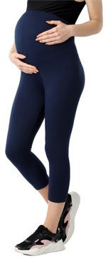 Legginsy ciążowe 3/4 capri getry damskie BIO-bawełna BE20-284 Granatowy S