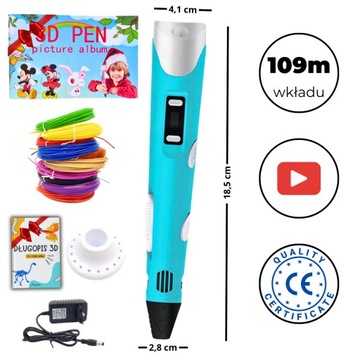 PREZENT Dla CHRZEŚNIAKA 5 6 7 8 9 10 LAT 3D PEN - GOTOWY ZESTAW + GRATIS!!!