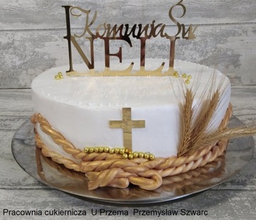 Топпер для торта причастия с ИМЯ, золото, топпер для торта причастия, ИМЯ, золотое зеркало