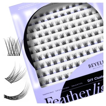 BEYELIAN Feather light Zestaw rzęs, Przedłużanie delikatnych rzęs 144szt
