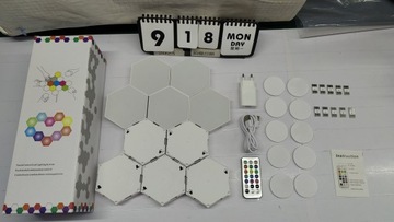 ШЕСТИГРАННЫЙ RGB СВЕТОДИОДНЫЙ НАСТЕННЫЙ СВЕТИЛЬНИК ЦВЕТНЫЕ СОТЫ ПАЗЗЛ + ПУЛЬТ ПУЛЬТА 10 ШТ.