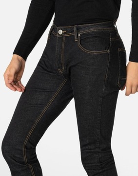 Czarne Spodnie Jeansy Rurki Męskie Texasy Dżinsy dla Wysokich SM666 W31 L36